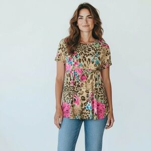 Leopard and Floral Baby Doll Top